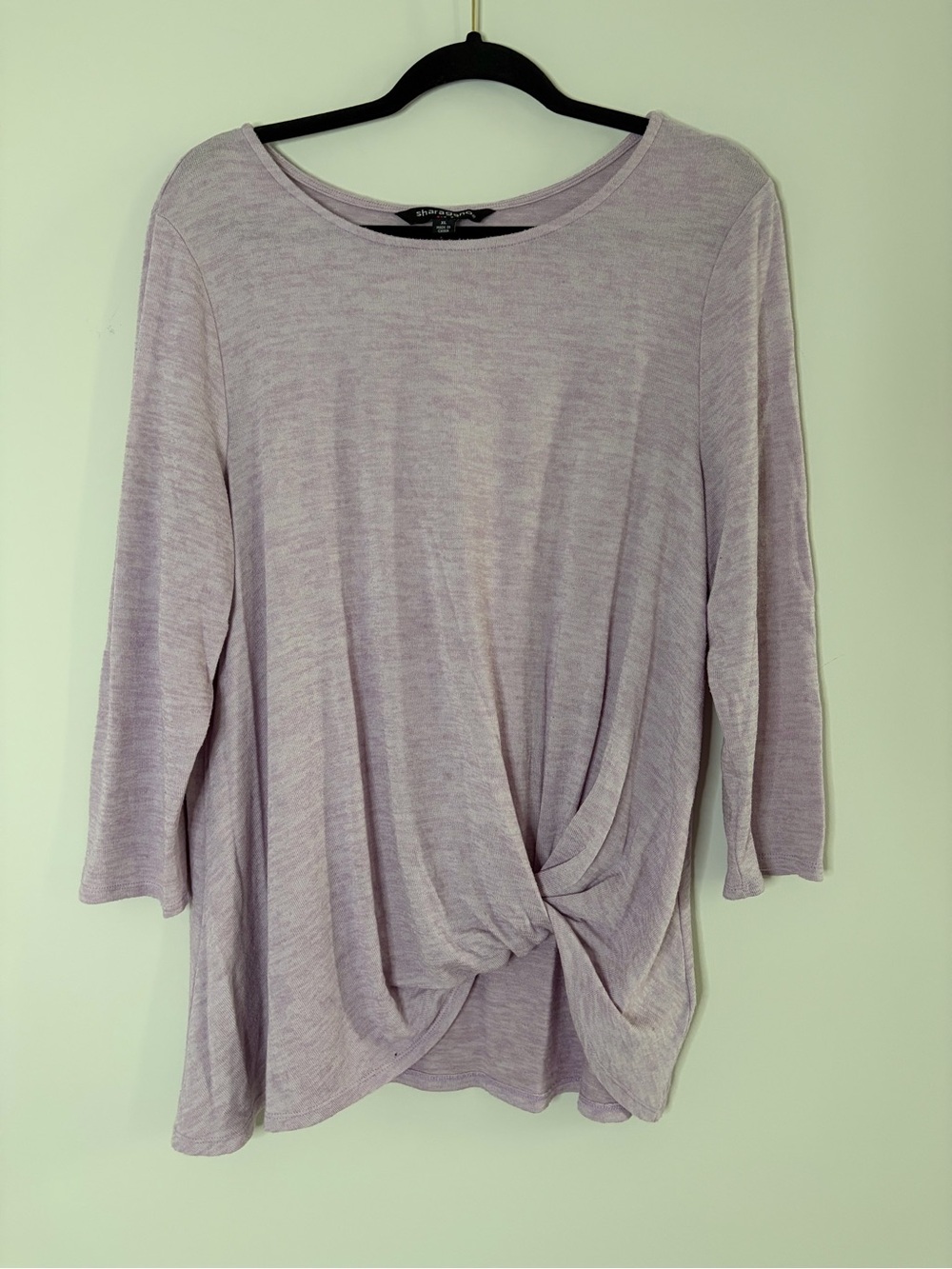 Sharagano Lavender Twist-Front Long Sleeve Top